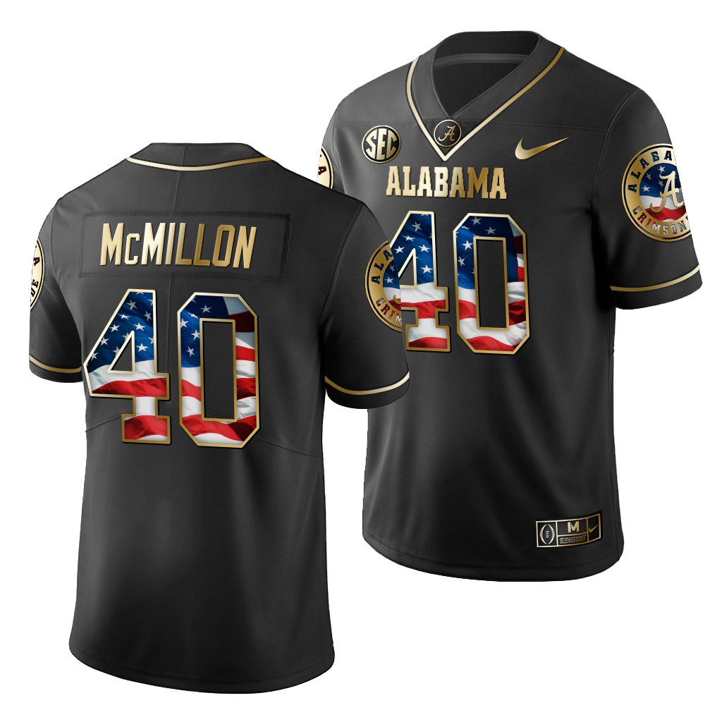 Men's Alabama Crimson Tide Joshua McMillon #40 Black Golden Limited Edition 2019 Stars and Stripes NCAA College Football Jersey
